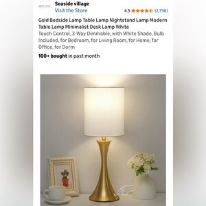 Seaside Village Touch Control Table Lamp
Gold with White Shade
